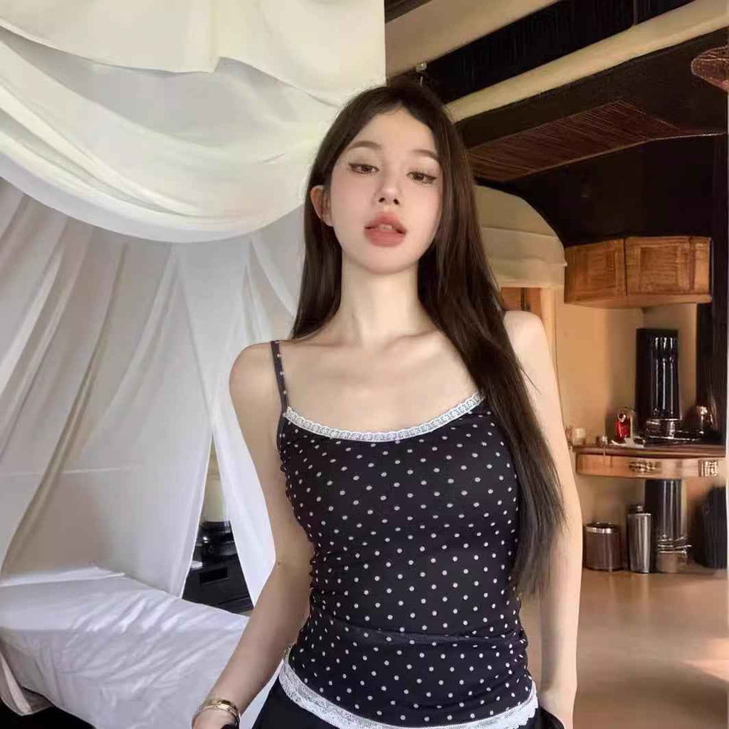 Designer-style Polka-dot Lace Camisole