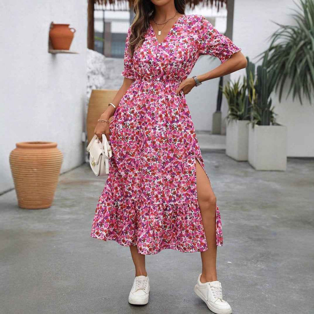 Women's Floral A-Line Midi Dress