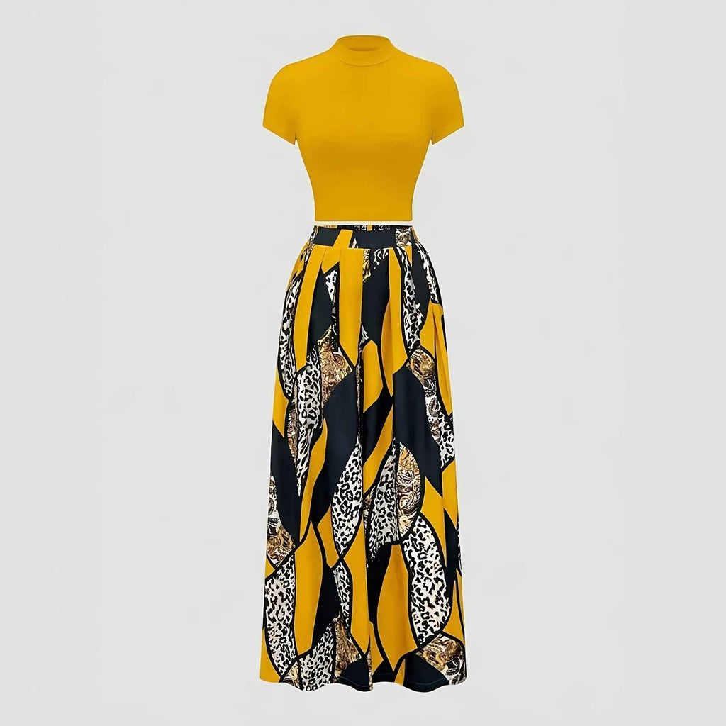 Milk Silk Short-Sleeve Top & Wide-Leg Pants Korean Casual Two-Piece Set
