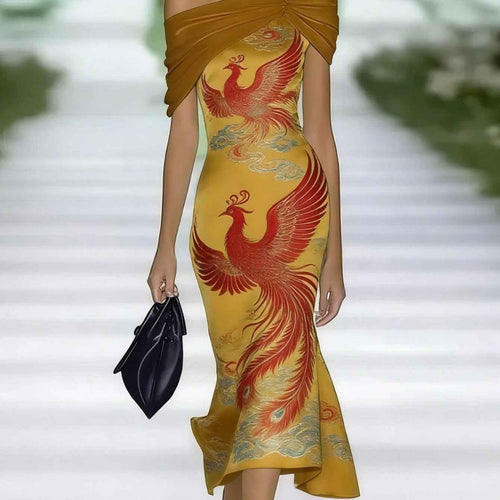3D Floral Print Off-Shoulder Sleeveless Dress — 5 Styles