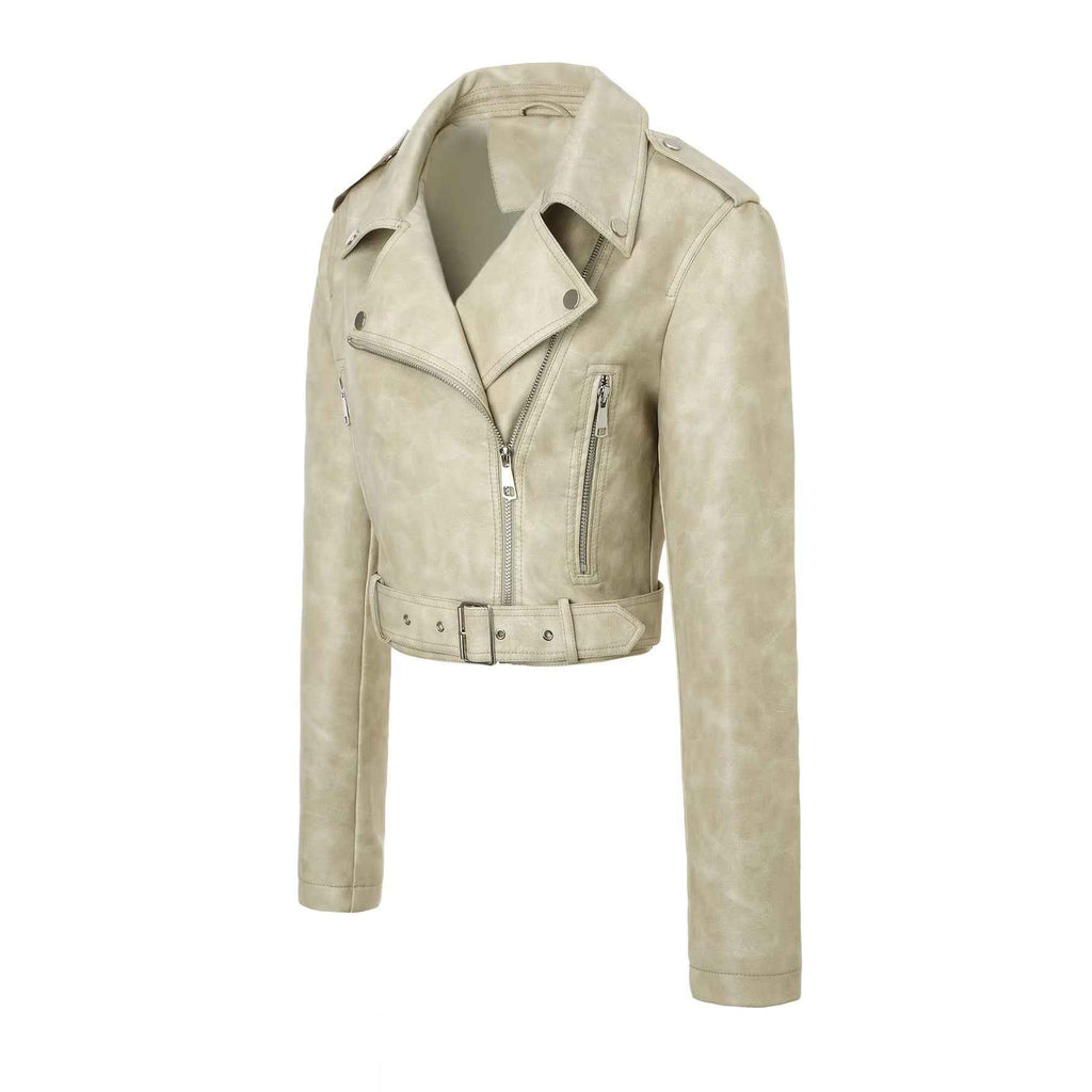 PU Leather Slim-Fit Biker Jacket