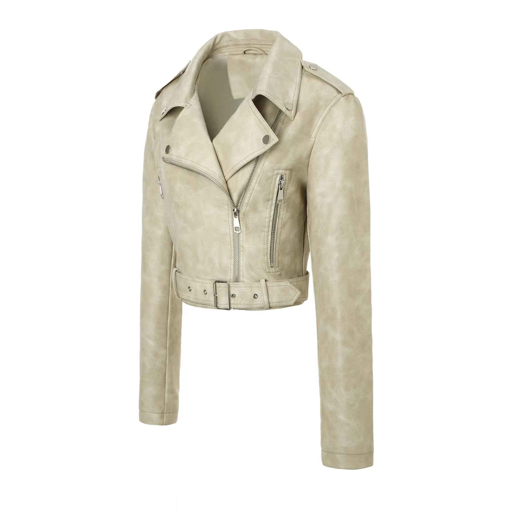 PU Leather Slim-Fit Biker Jacket