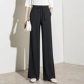 Wool Blend Ultra-Low Waist Asymmetric Wide-Leg Pants