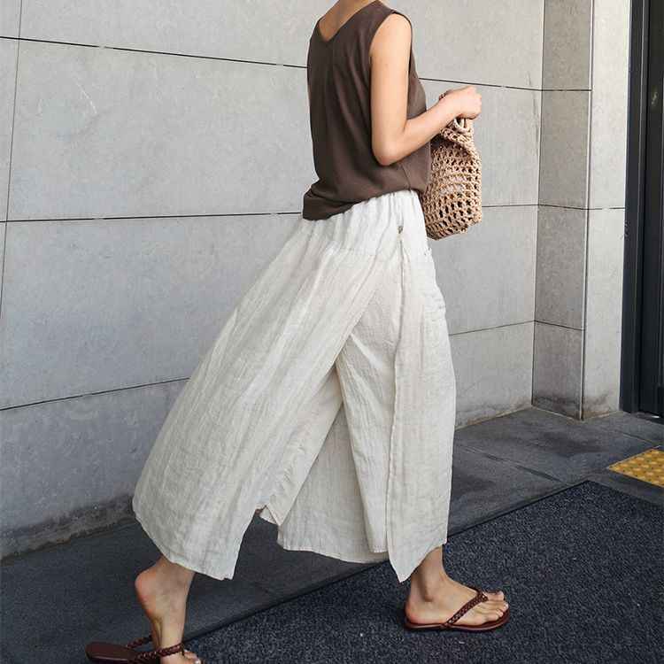 Women's Wide-Leg Culottes — High-Waist Cropped Trousers