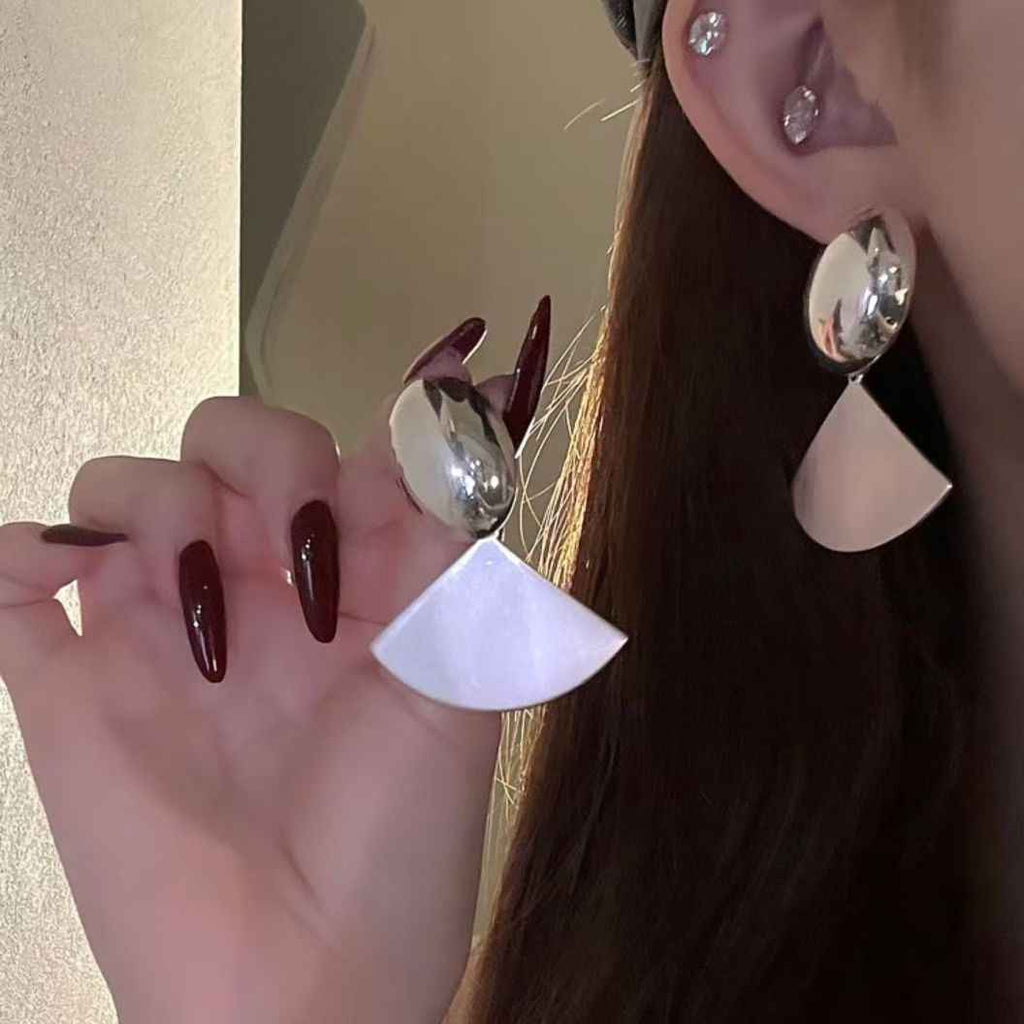 Bold Geometric Metal Earrings – Retro Matte Statement Jewelry