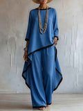 Womens Relaxed-fit Set Batwing-Sleeve Robe And Two-Piece Ensemble