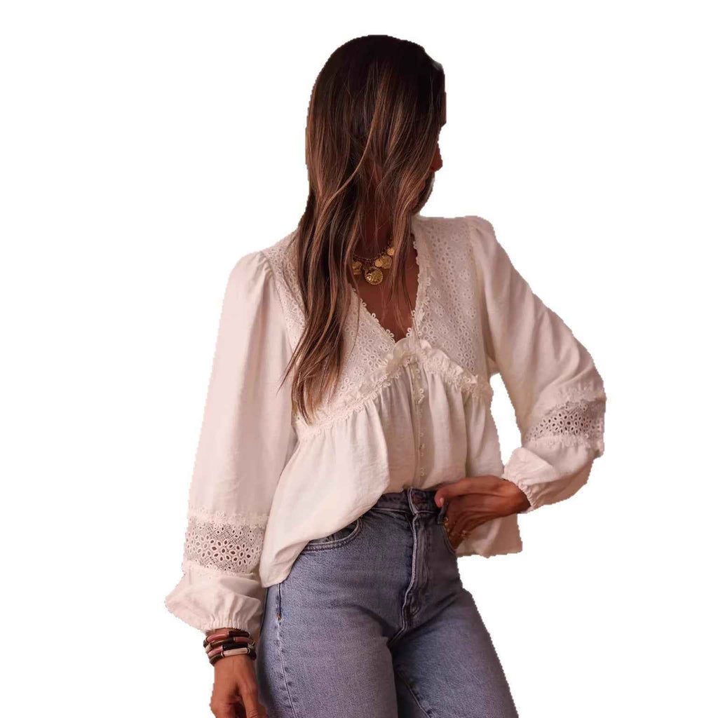 French-Style Embroidered Shirt — Elegant Commuter