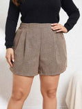 Women's Houndstooth Plaid Shorts – Knitted, Elegant Casual