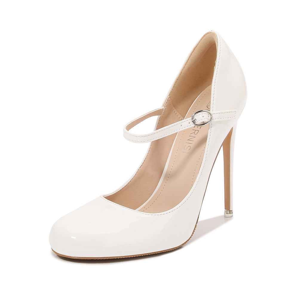 Stiletto Peep-Toe Heels with Ankle Strap
