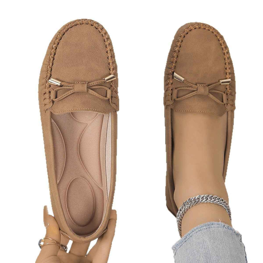 Women’s Casual Slip-On Flat Shoes – Hand-Stitched PU Loafers | Sizes 36–43