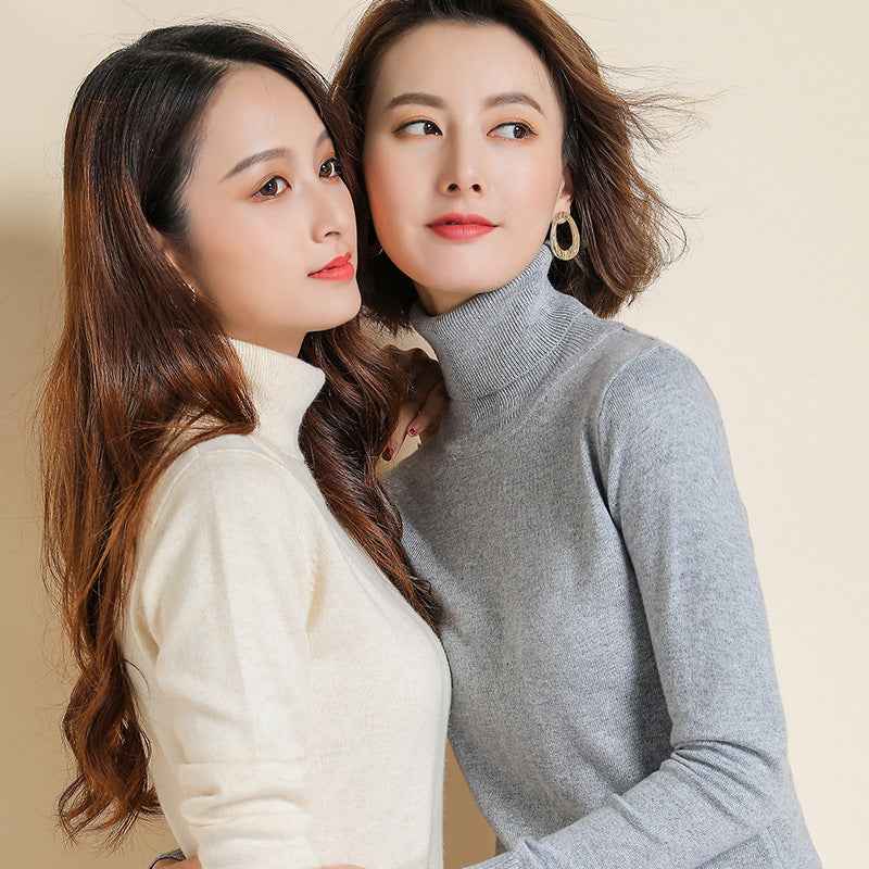 Womens Turtleneck Pullover Sweater Loose-fit Knitwear