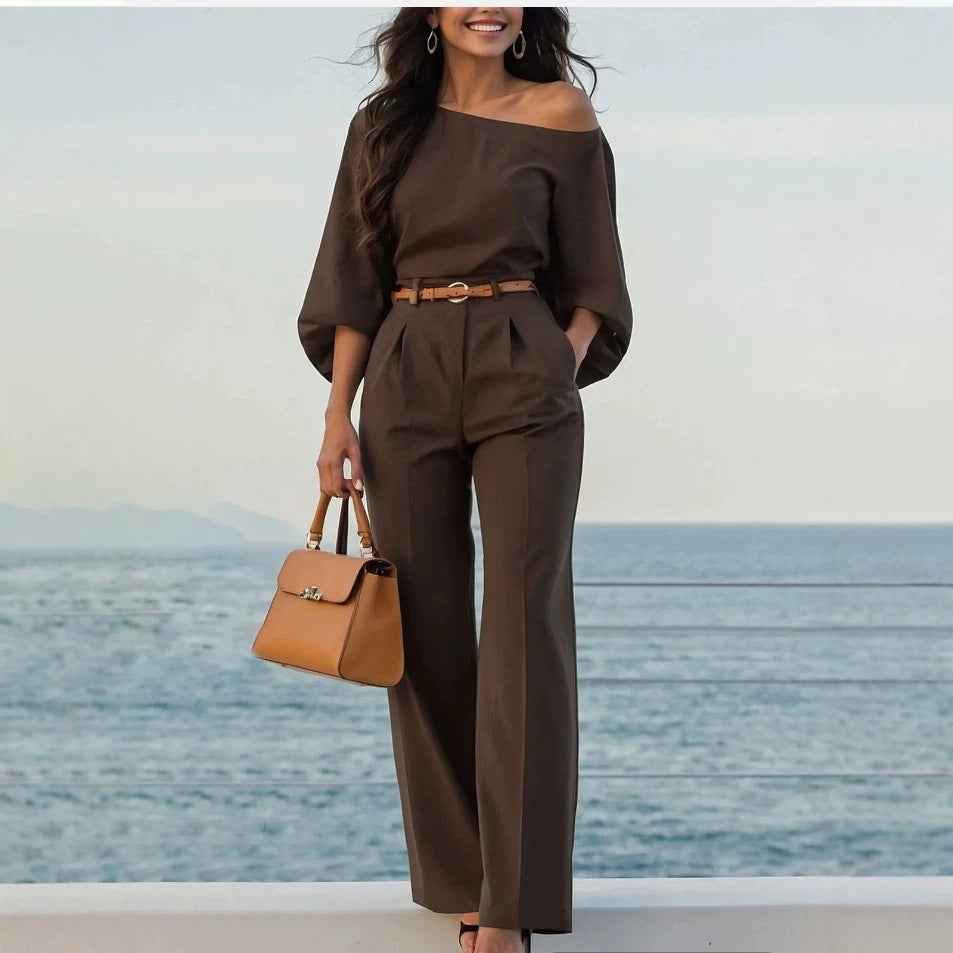 Women's High-Waist Straight-Leg Trousers – Loose Fit, Full Length