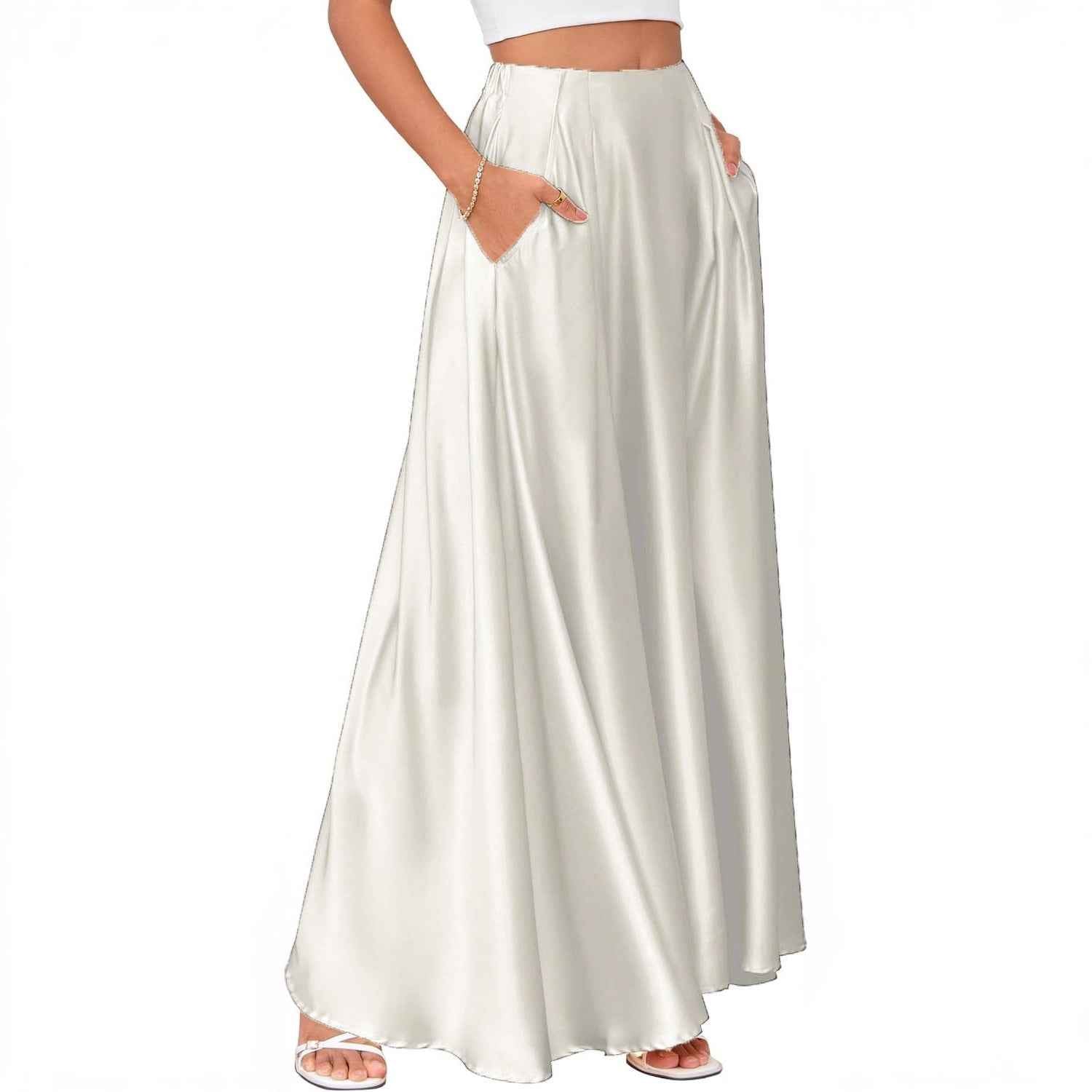 Satin A-Line Maxi Skirt – Elegant Long Skirt for Women