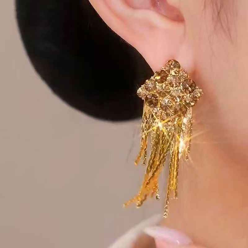 Long Tassel Stud Earrings – Maillard Tones Elegant Women’s Jewelry