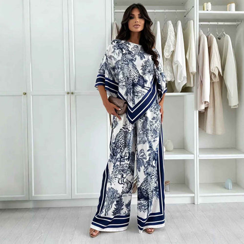 Batwing Sleeve Top & Wide Leg Pants Set
