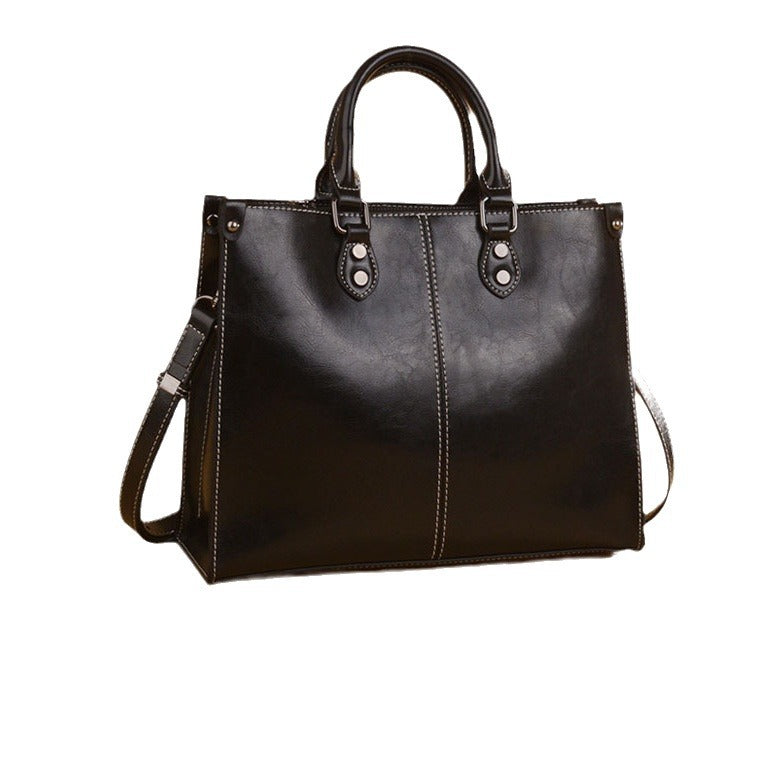 Genuine Leather Crossbody Handbag – European Retro Style