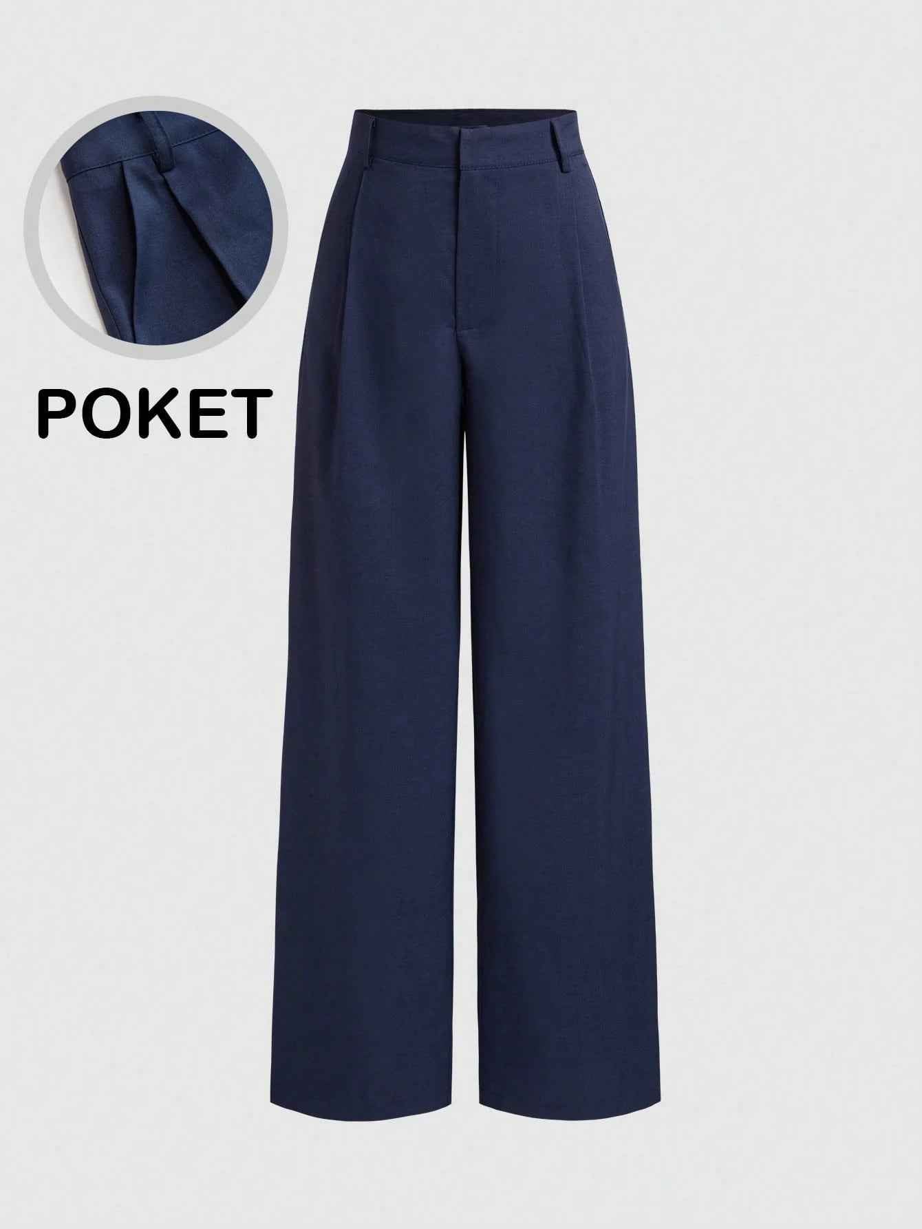Wide-Leg Straight Trousers with Pockets – Multi-Colour