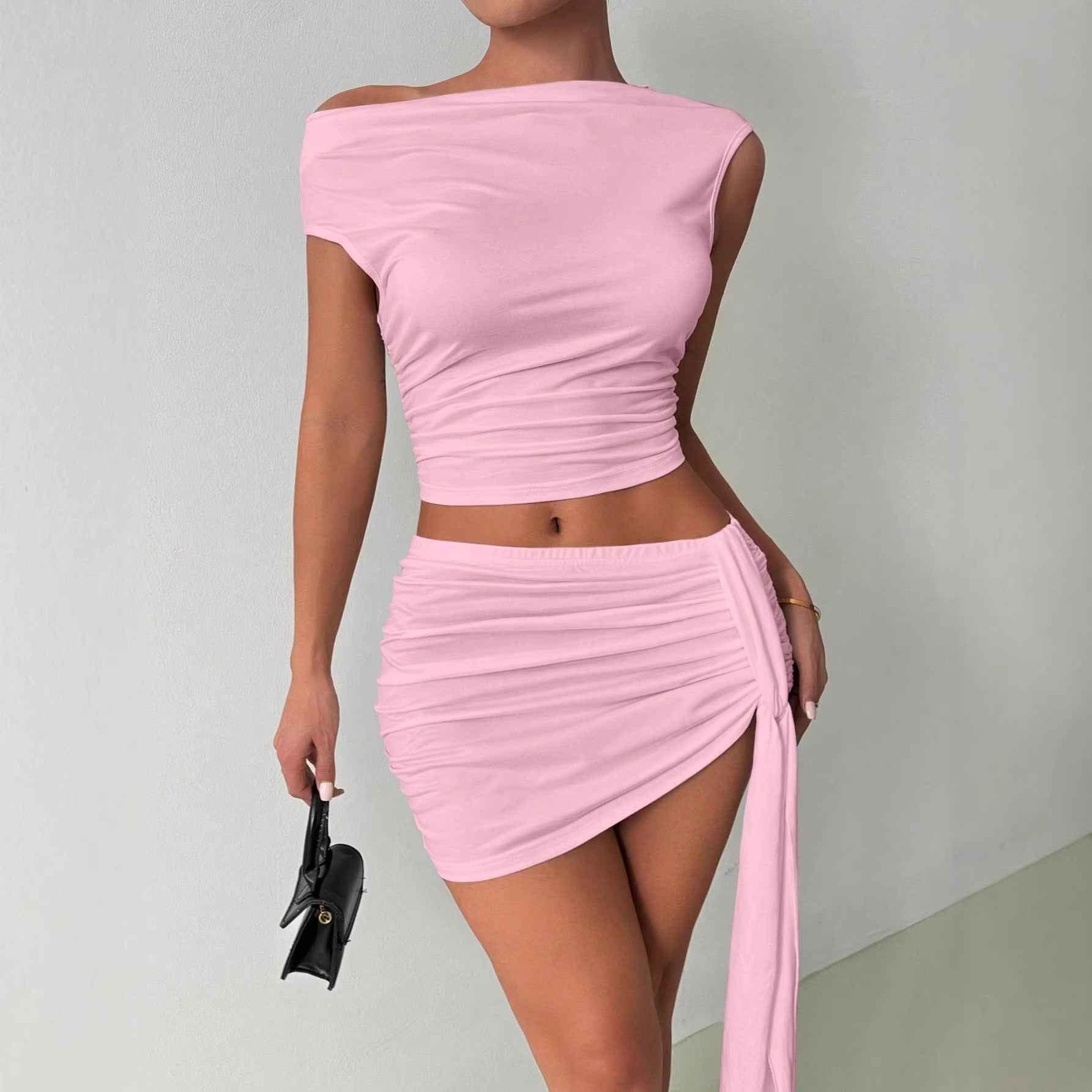 Lace-up, Pleated, Slimming, Midriff-baring Top For Women