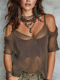 Off-Shoulder Ribbed Knit Top — Elegant Pullover