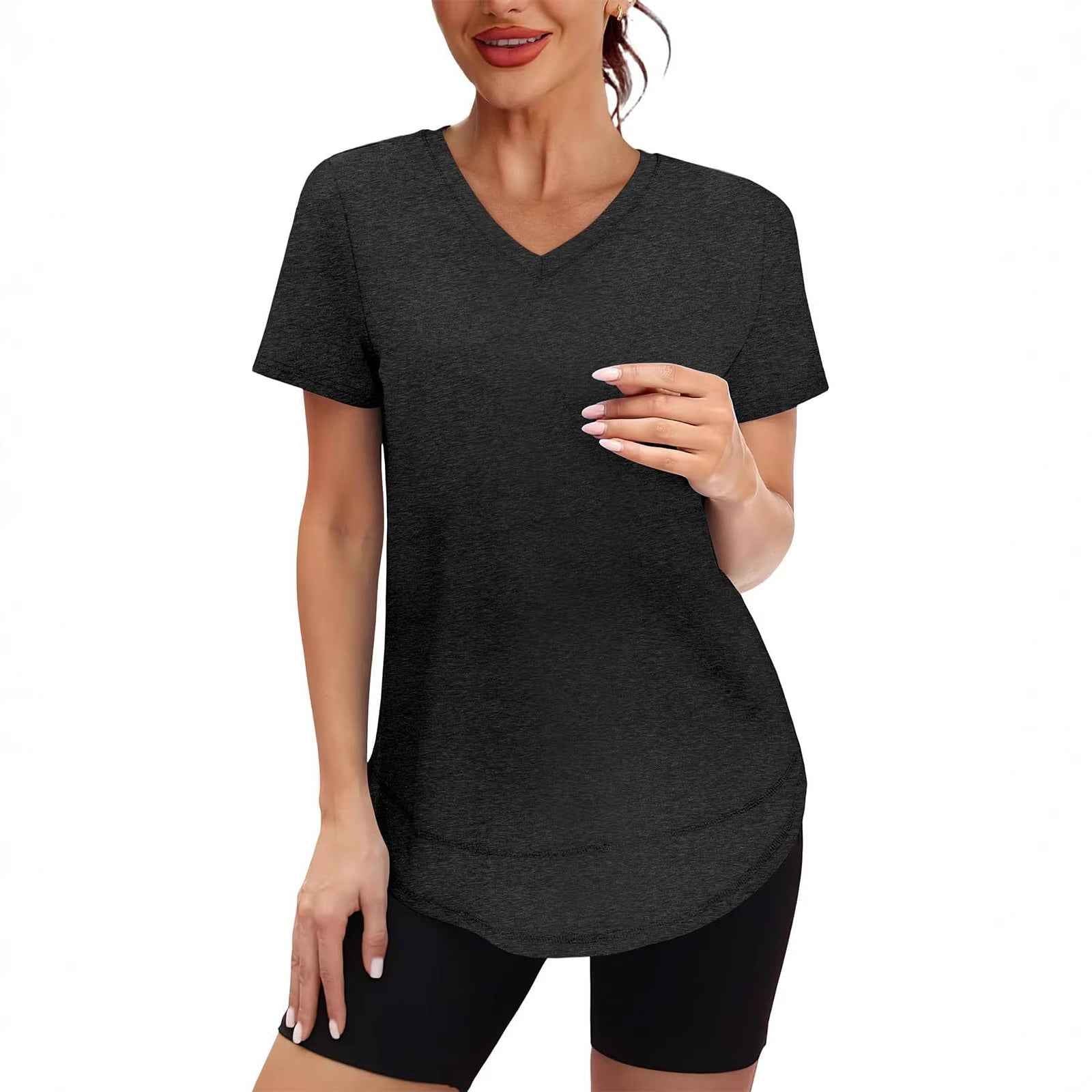 Women's Quick-Dry V-Neck Sports T-Shirt – Brushed Milk Silk Tee