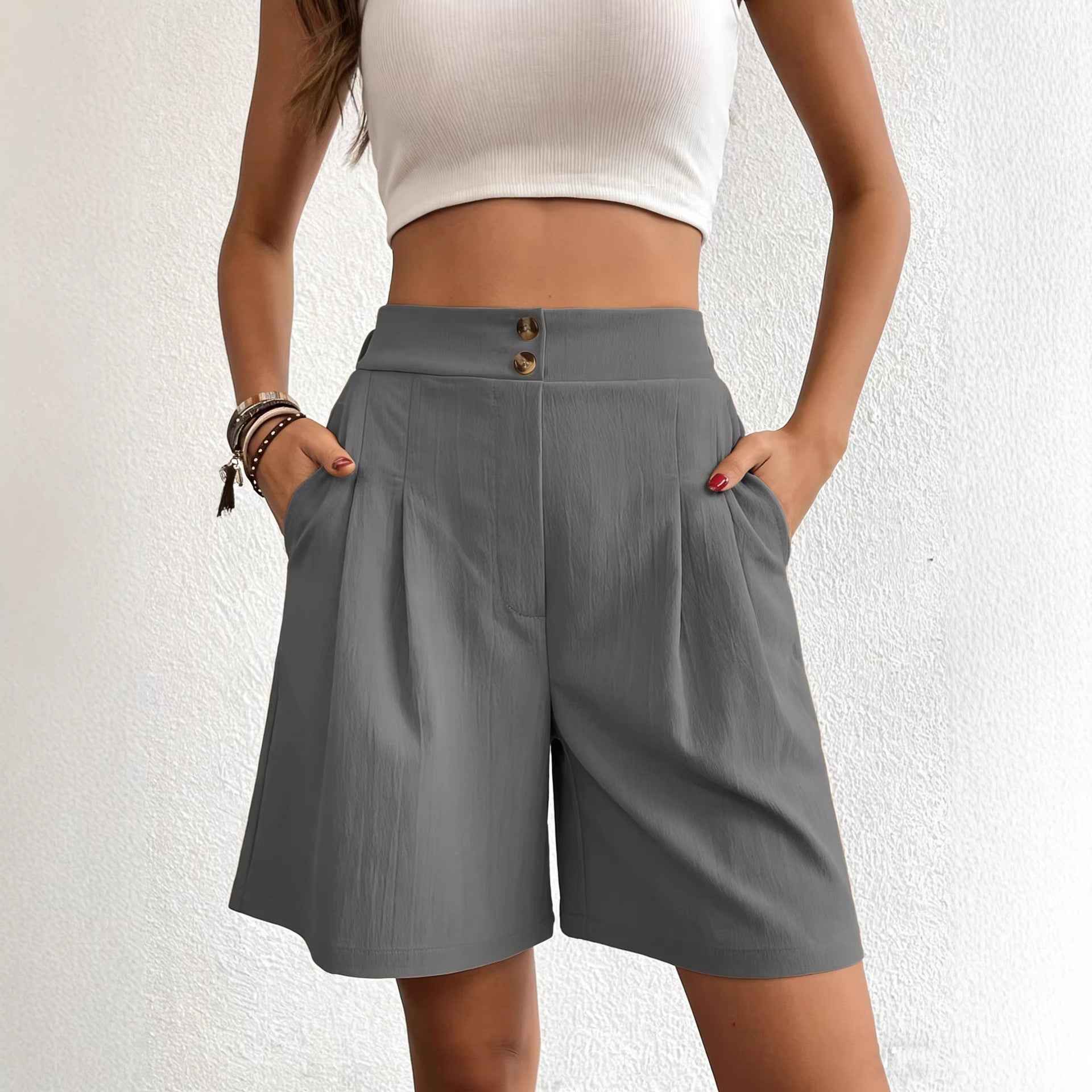 Plus Size Capri Straight-Leg Trousers – Mid-Rise Elegant Pants