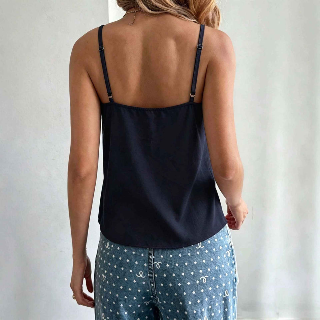 Women's Hollowed-Out V-Neck Spaghetti Strap Tank Top