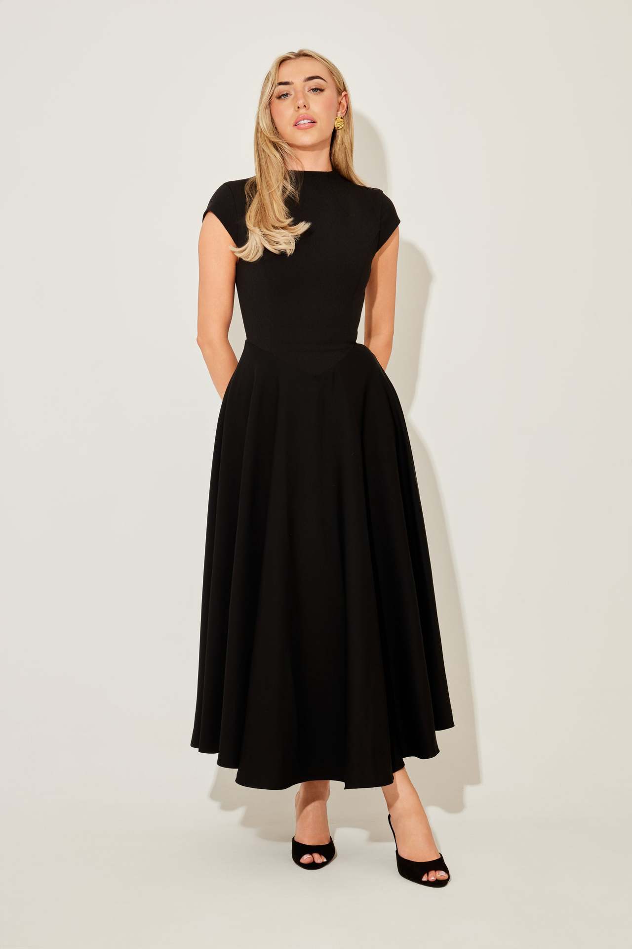 High-Waisted A-Line Patchwork Maxi Dress