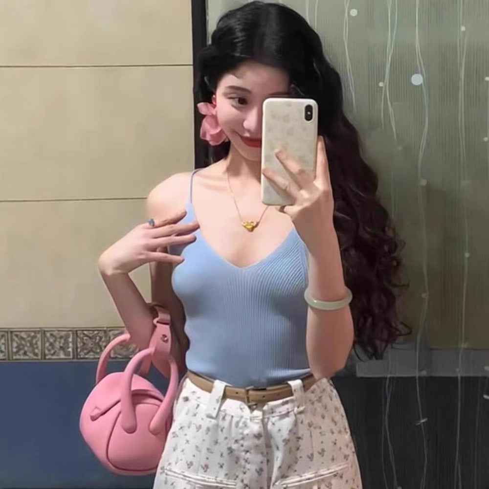 Women's Slim-Fit V-Neck Knitted Cami Vest