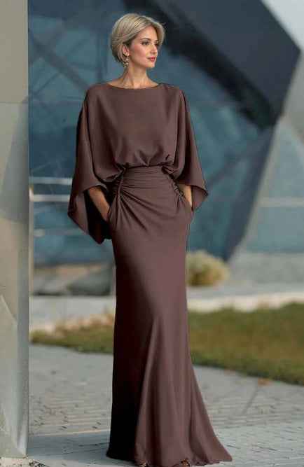 Backless Ruched Slim-Fit Formal Maxi Dress