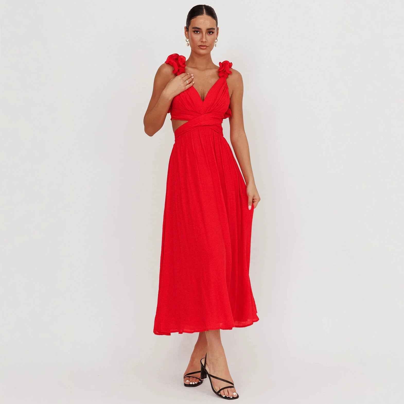 Floral Backless Cross-Strap Maxi Dress — 6 Colours, S–XL
