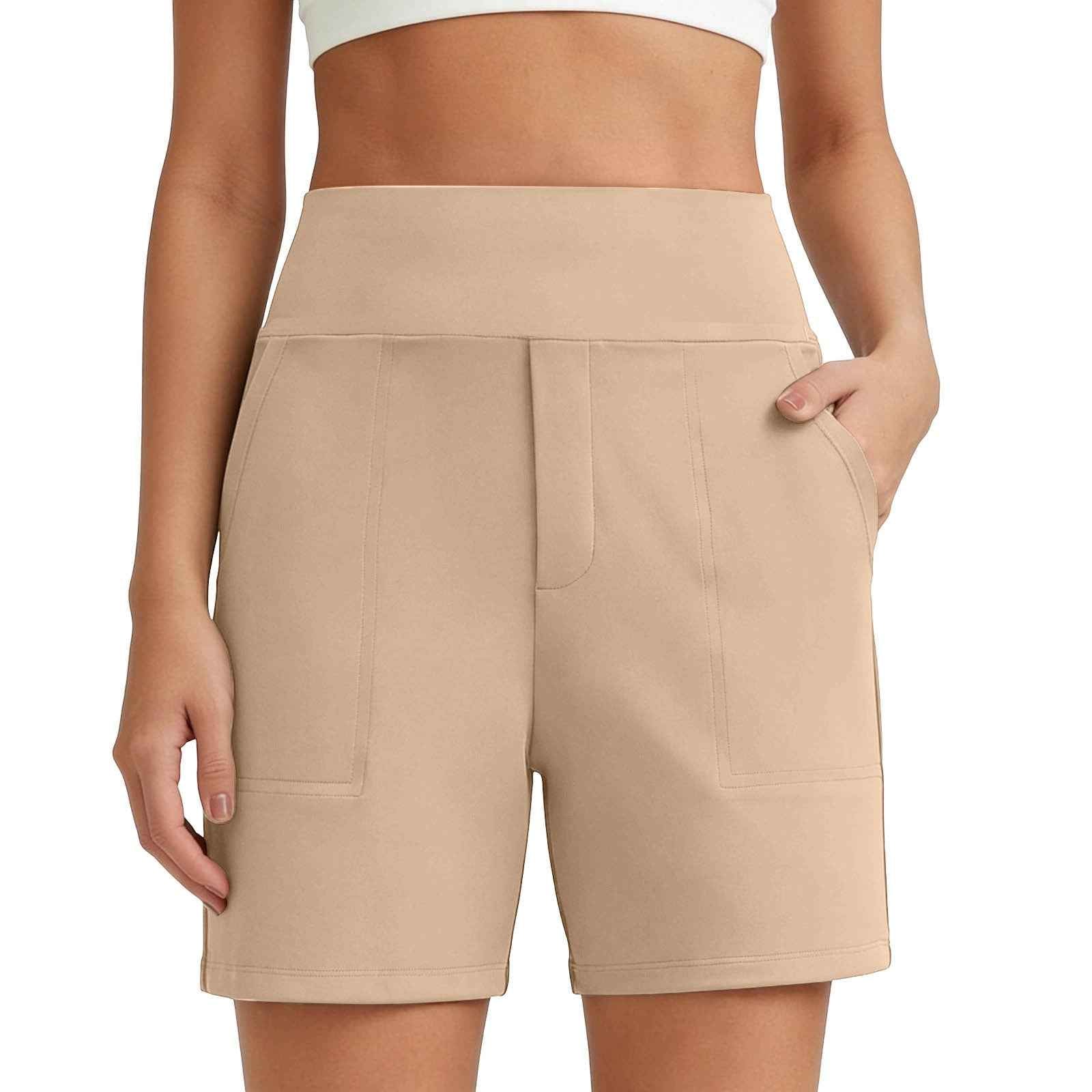 New Womens Solid-color Stretchy Comfortable Fitness Casual Shorts