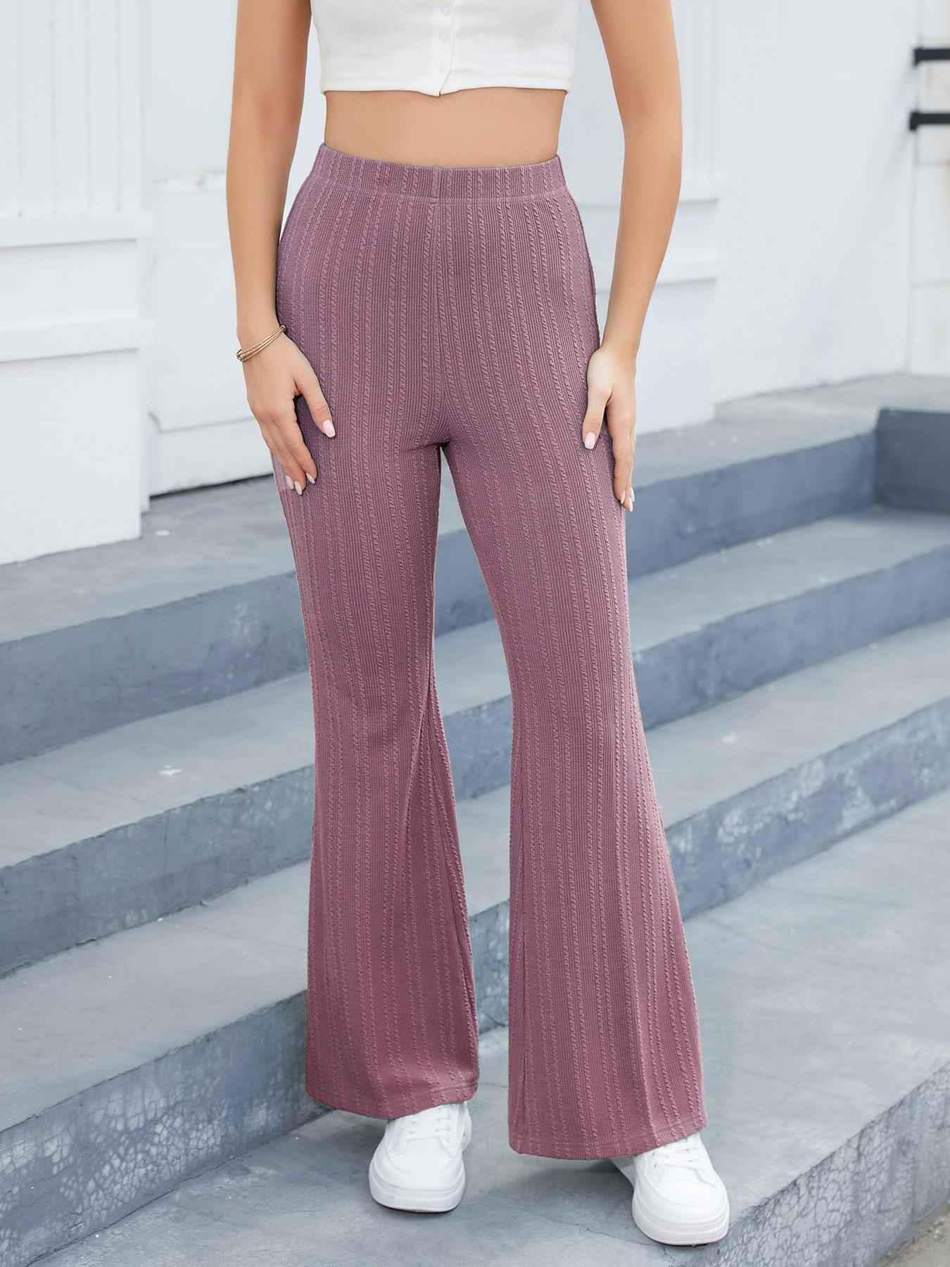High-Waist Bootcut Trousers – Patchwork Detail, Full Length