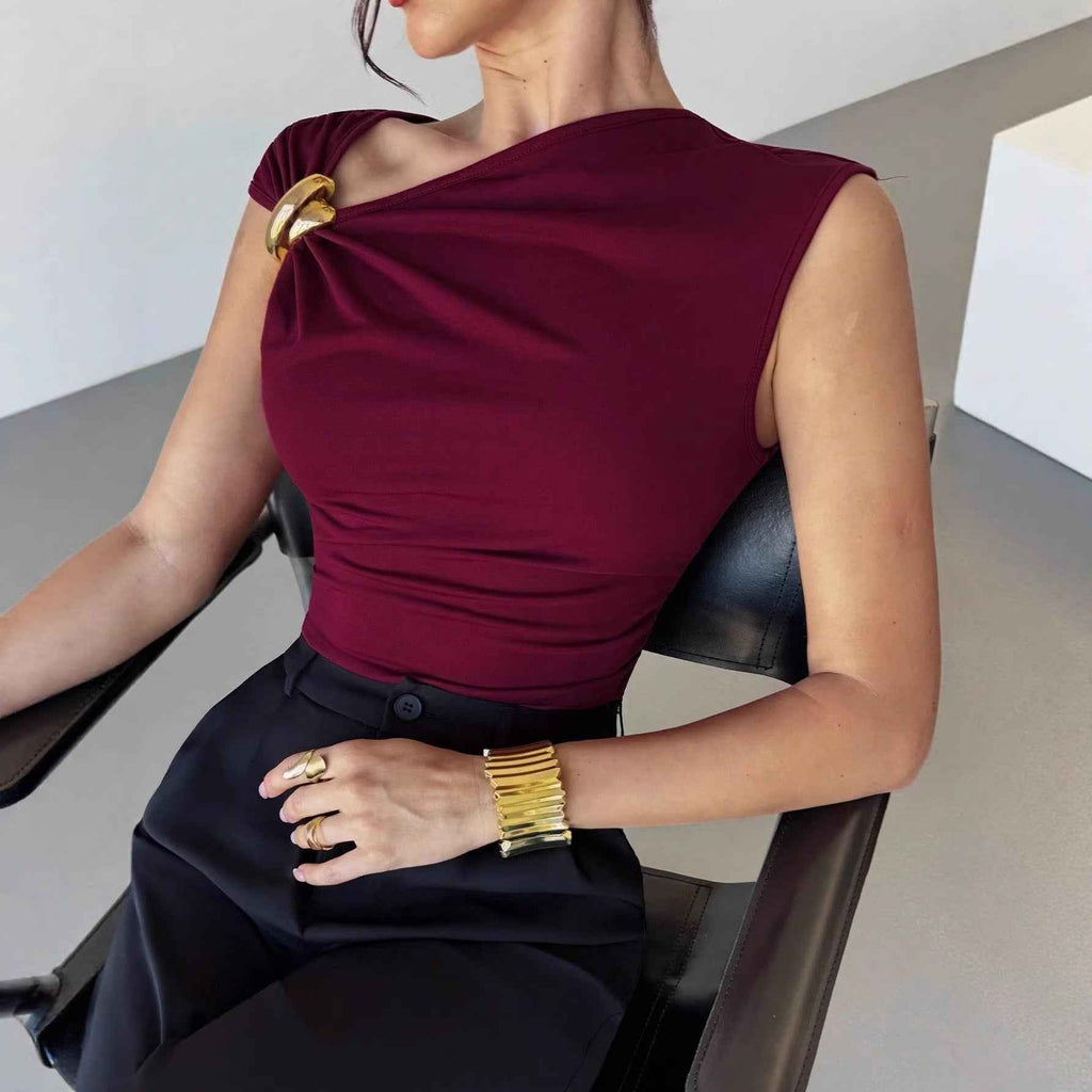 Slim-Fit Sleeveless Top — Elegant Commuter Style