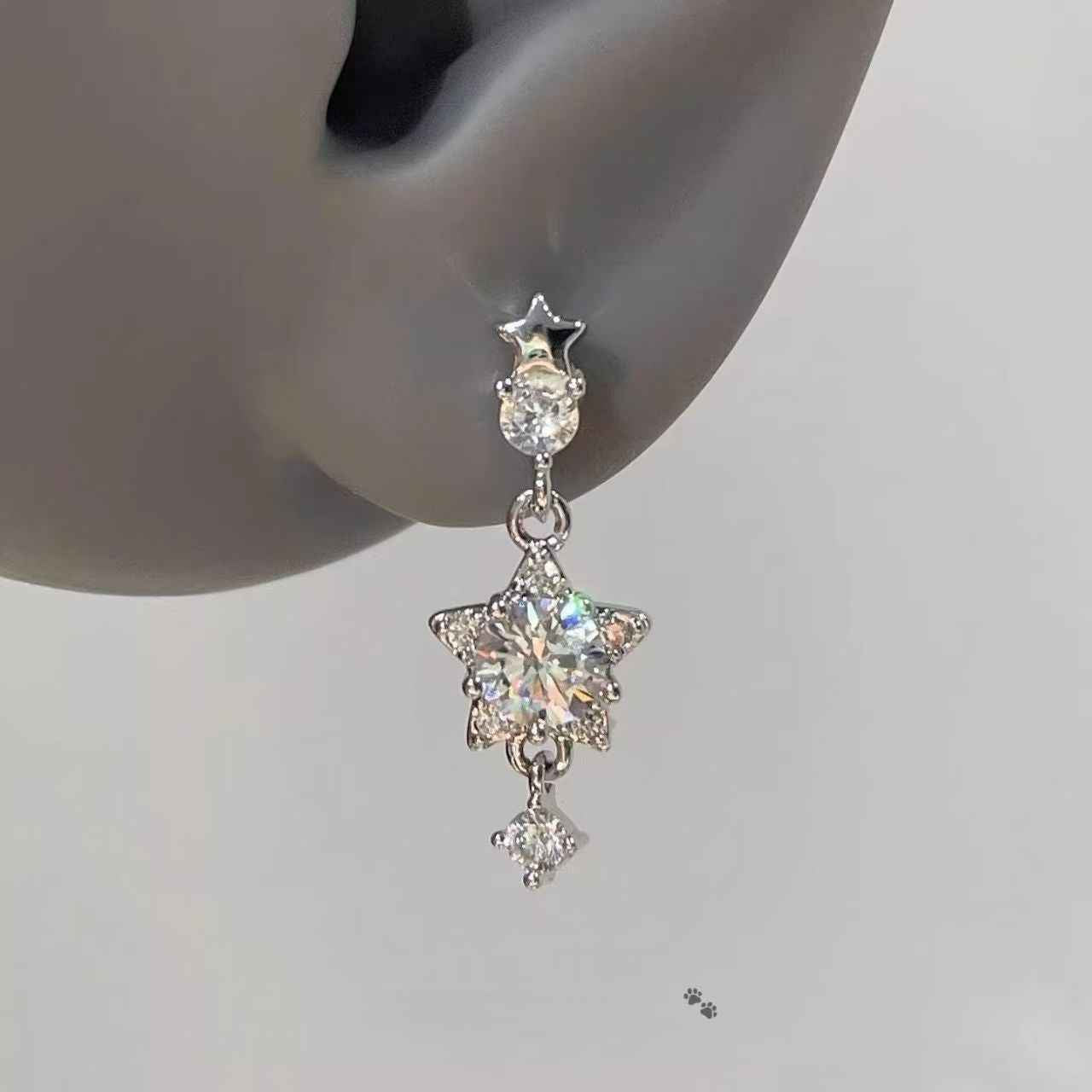 Bling Star Zircon Titanium Steel Studs, Exquisite Star Ear Cuffs & Dangle Earrings