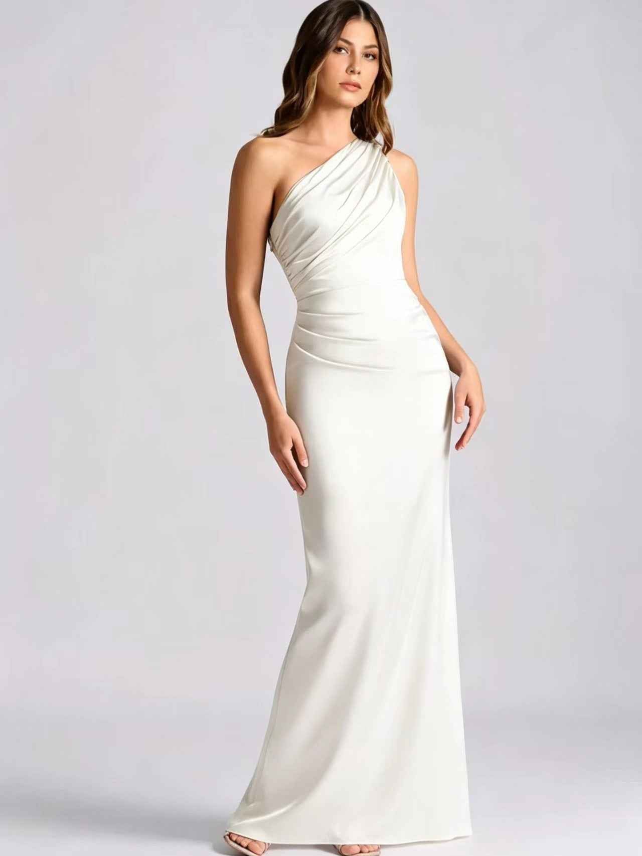 Womens Stylish Off-the-shoulder Satin Bodycon Dress
