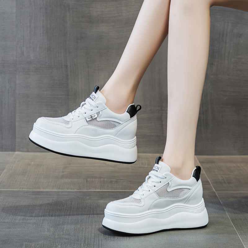 Platform Wedge Sneakers – Hidden Heel Lace-Up