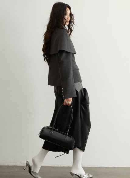 Women's Pleated Faux Sheepskin PU Wide-Leg Capri Pants — Black, S–L