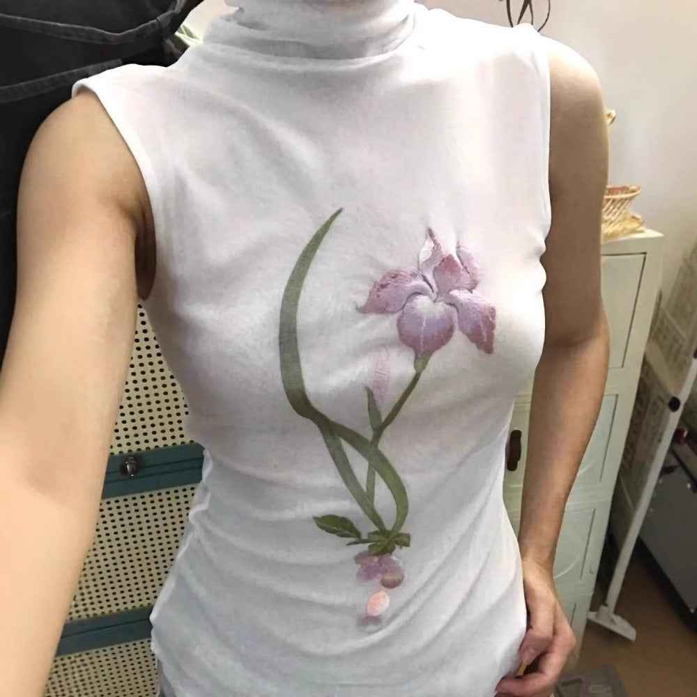 Niche-design Three-dimensional Embroidered-collar Top