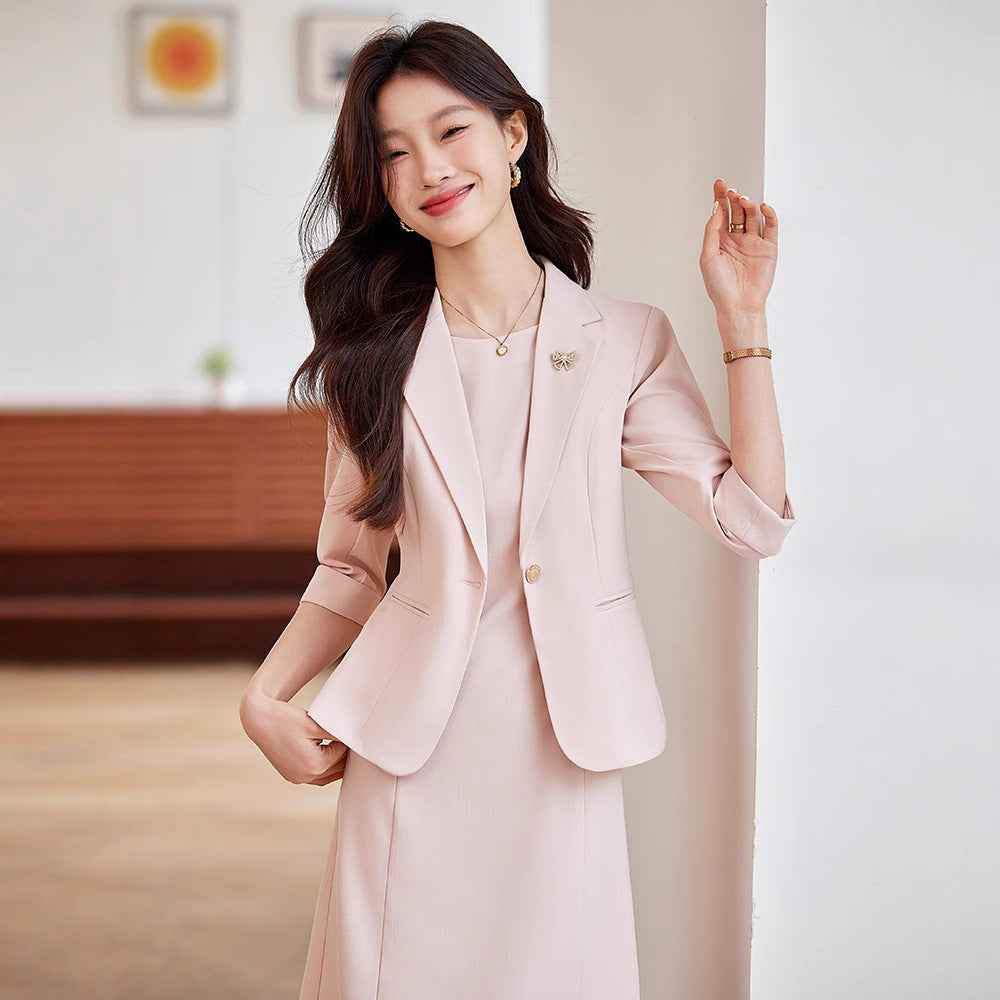 Women's Blazer & Dress Two-Piece Suit Set