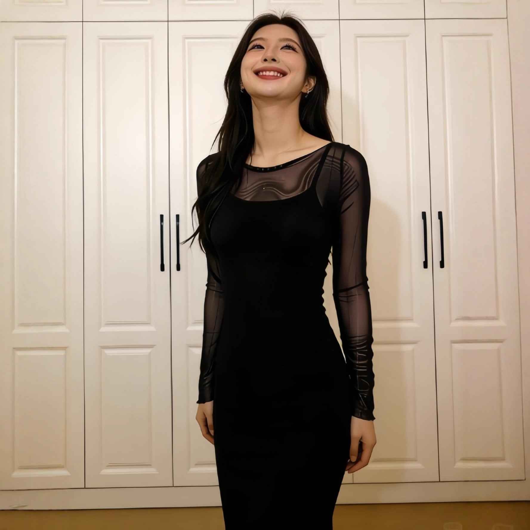 Women's Sheer Mesh Off-Shoulder Maxi Dress & Cardigan Set