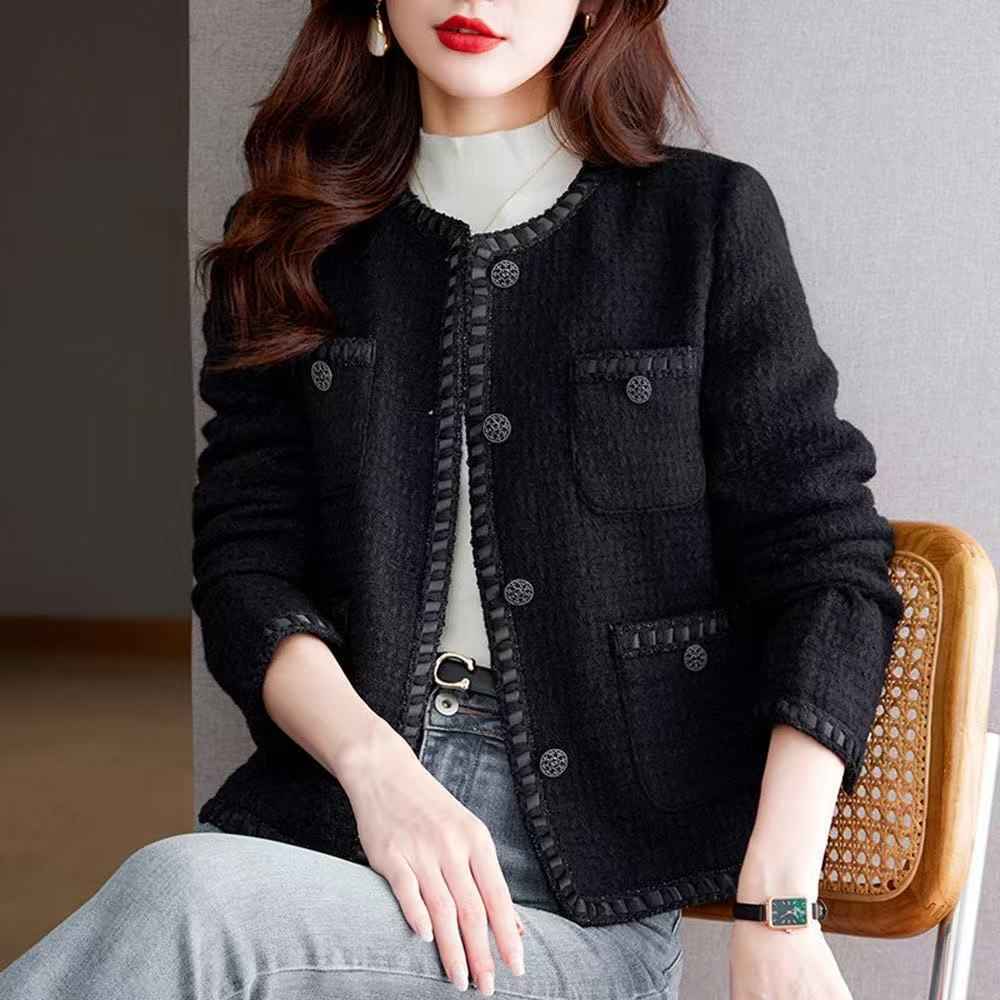 Houndstooth Round-neck Loose-fitting Cropped Top