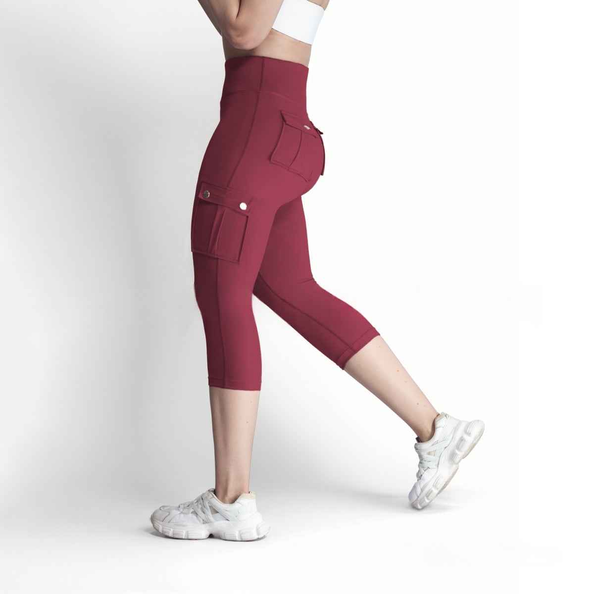 Women's Double-sided Jacquard 5-yard Fitness Pants With Pockets