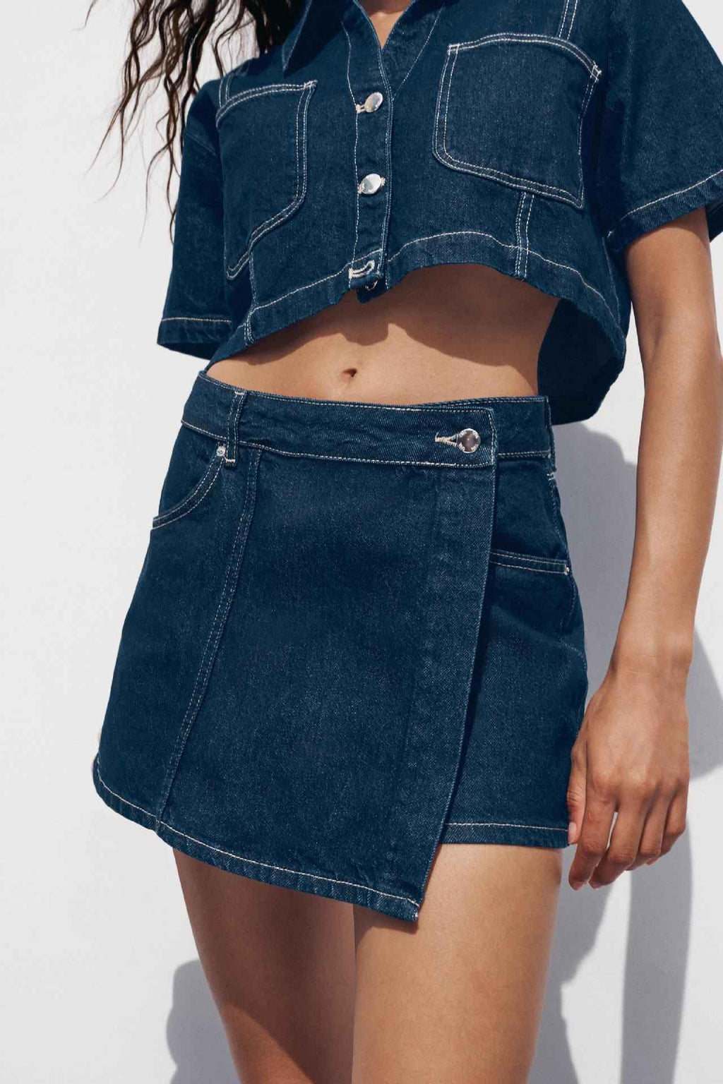 Loose And Comfortable Denim Shirt-Dress And Pants Set