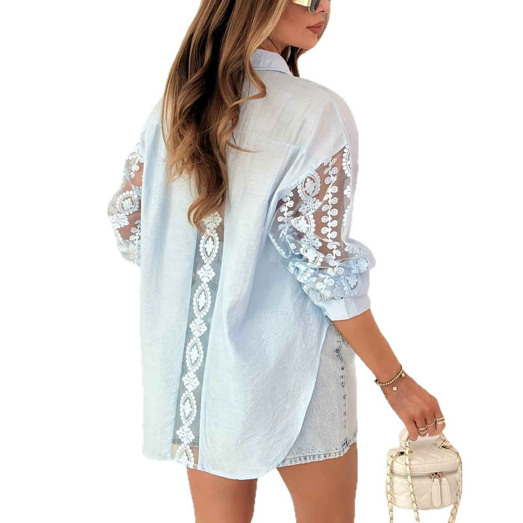 Lace Embroidered Hollow-Out Long Sleeve Cardigan
