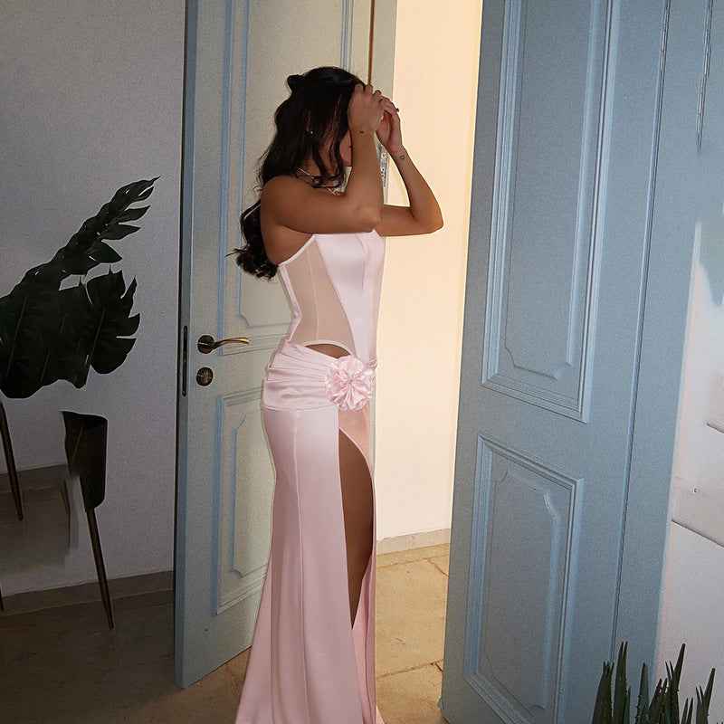 Satin Corset Fishtail Maxi Dress