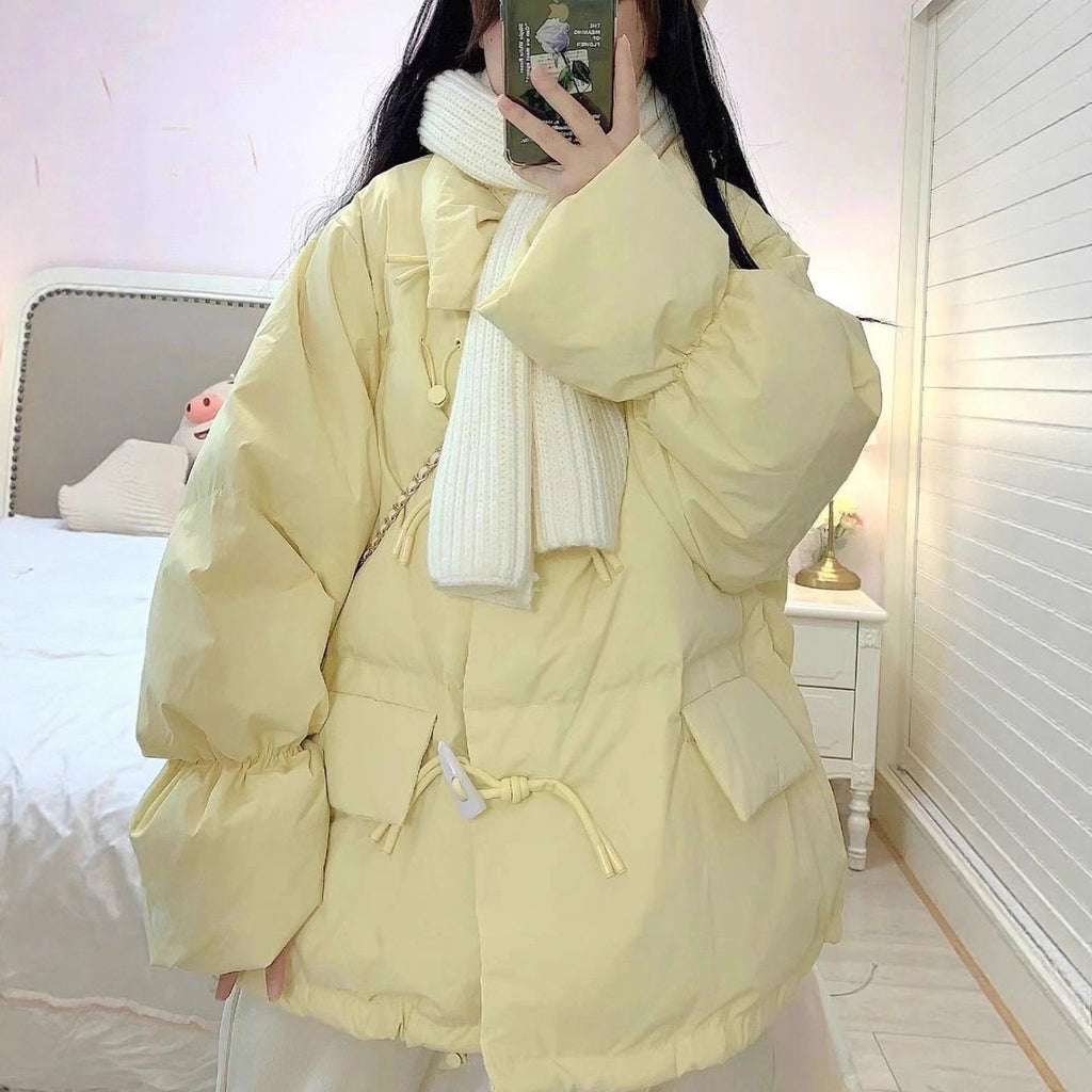 Cotton-Padded Coat with Princess Sleeves – 5 Pastel Colours