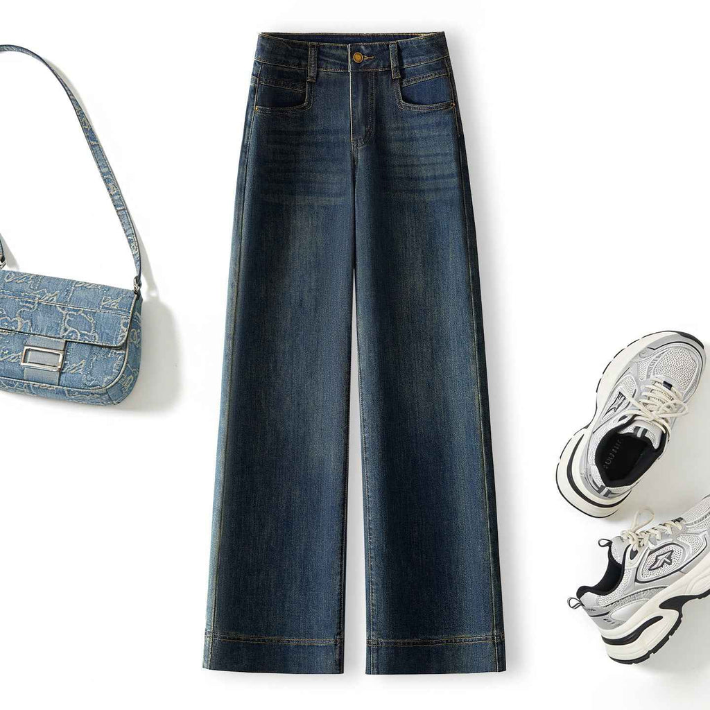Slimming Plus-size Cropped Wide-leg Jeans