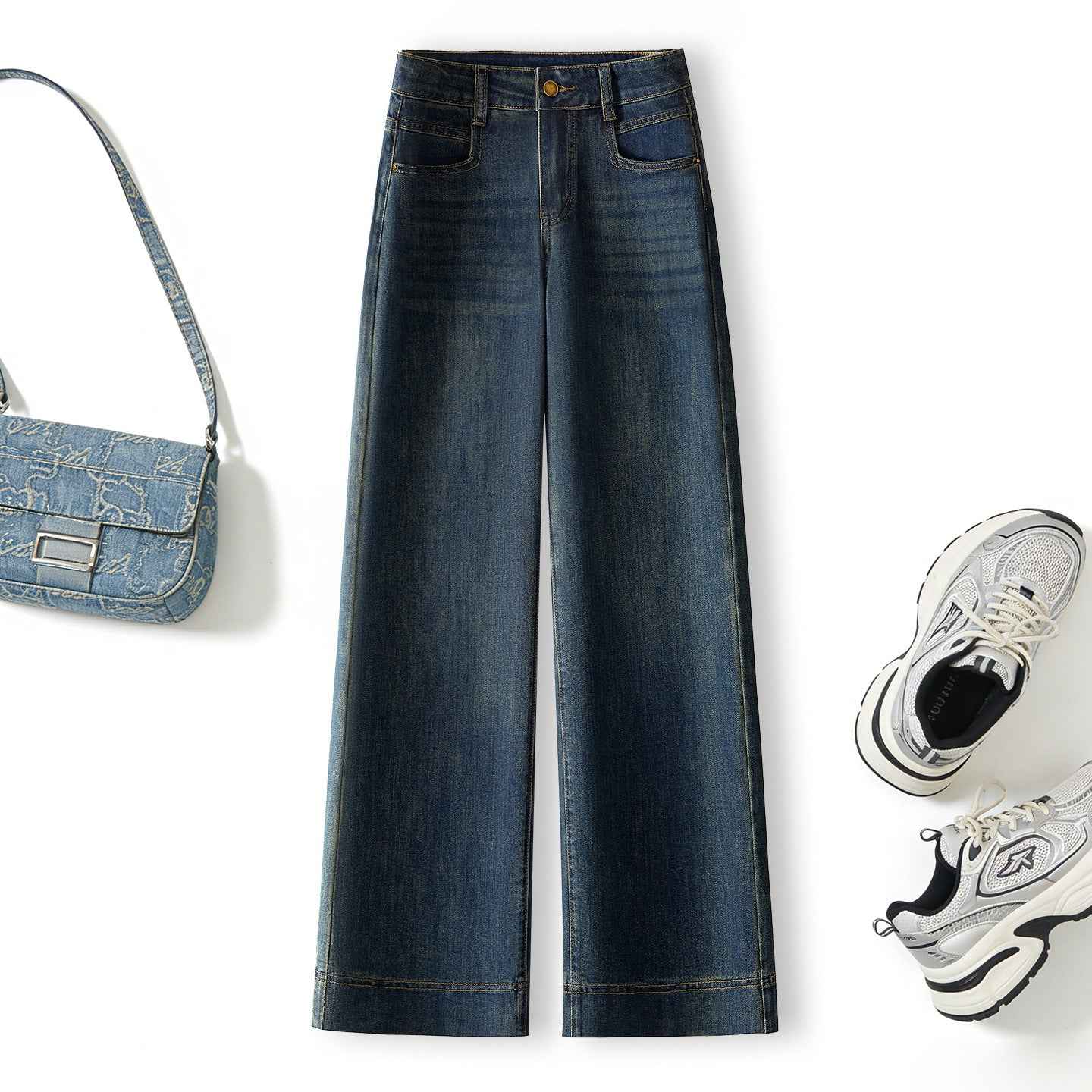 Slimming Plus-size Cropped Wide-leg Jeans