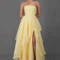 Women's Open-Back Asymmetric Hem Maxi Dress — Light Yellow, S–XL