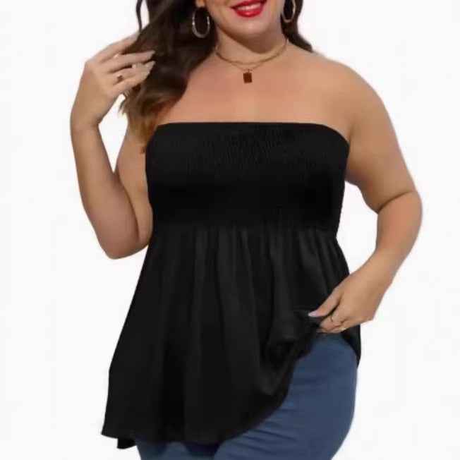 Pleated A-Line Sleeveless Top – Graphic Print Plus Size
